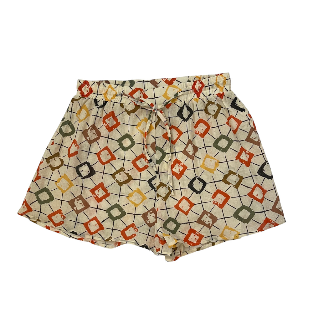 NWT VRG GRL Shorts - Multicolor Geometric Print - Cream Orange Green - Size 12